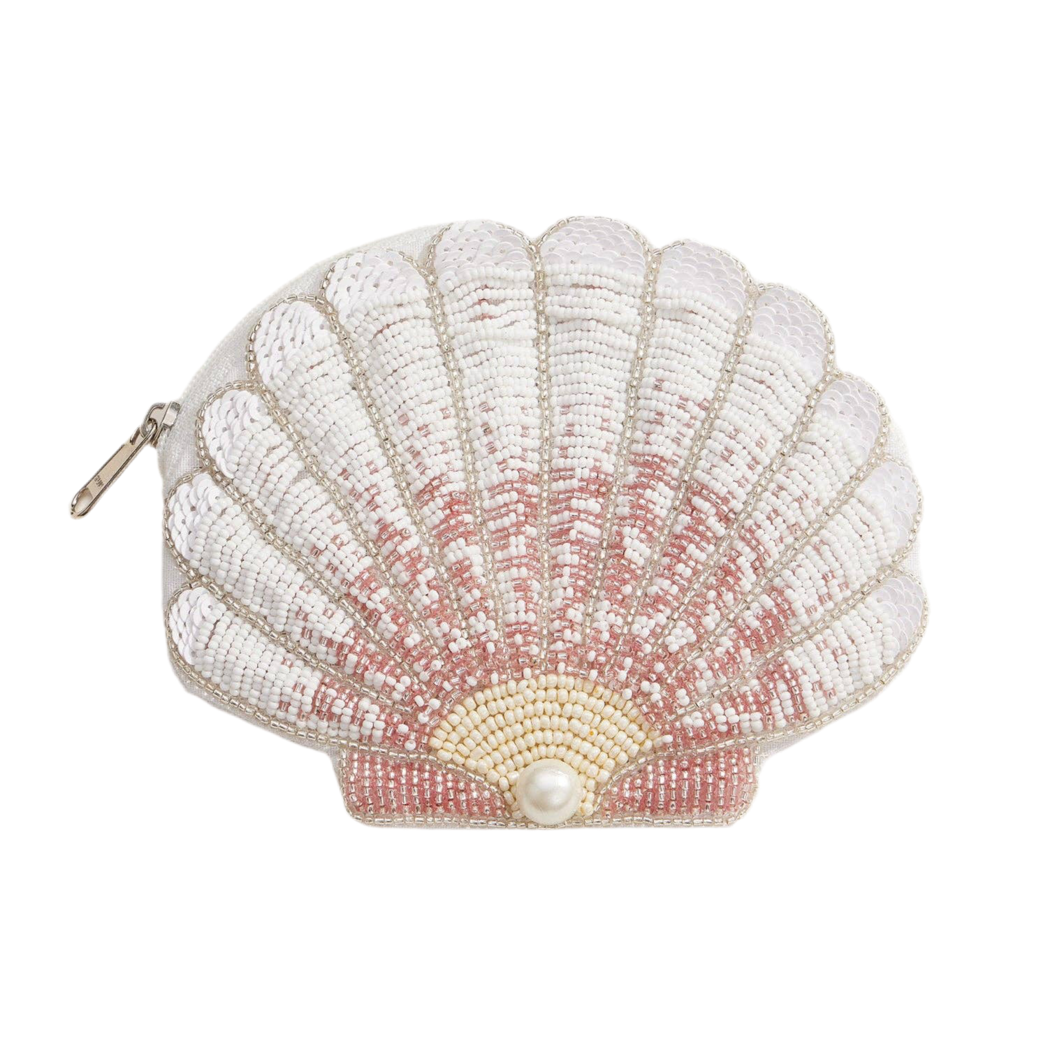 Beaded Shell Pouch with Pearl Accent