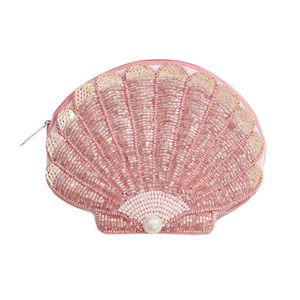 Beaded Shell Pouch with Pearl Accent