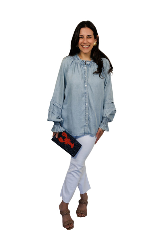 Audrey Chambray Long Sleeve Top