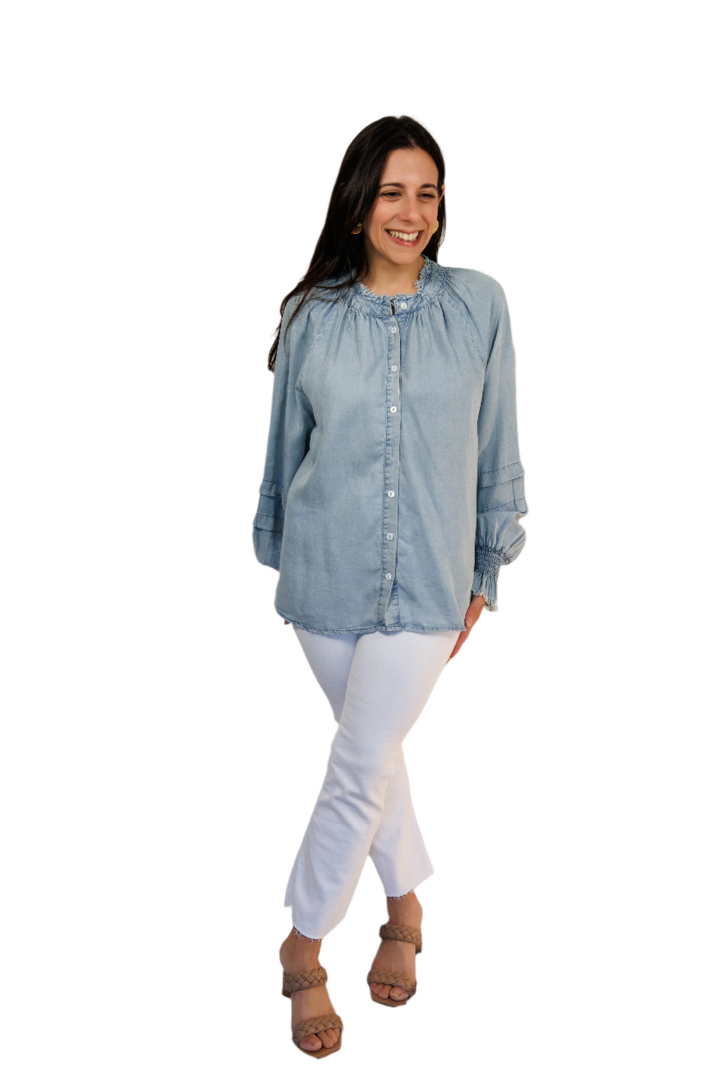 Audrey Chambray Long Sleeve Top