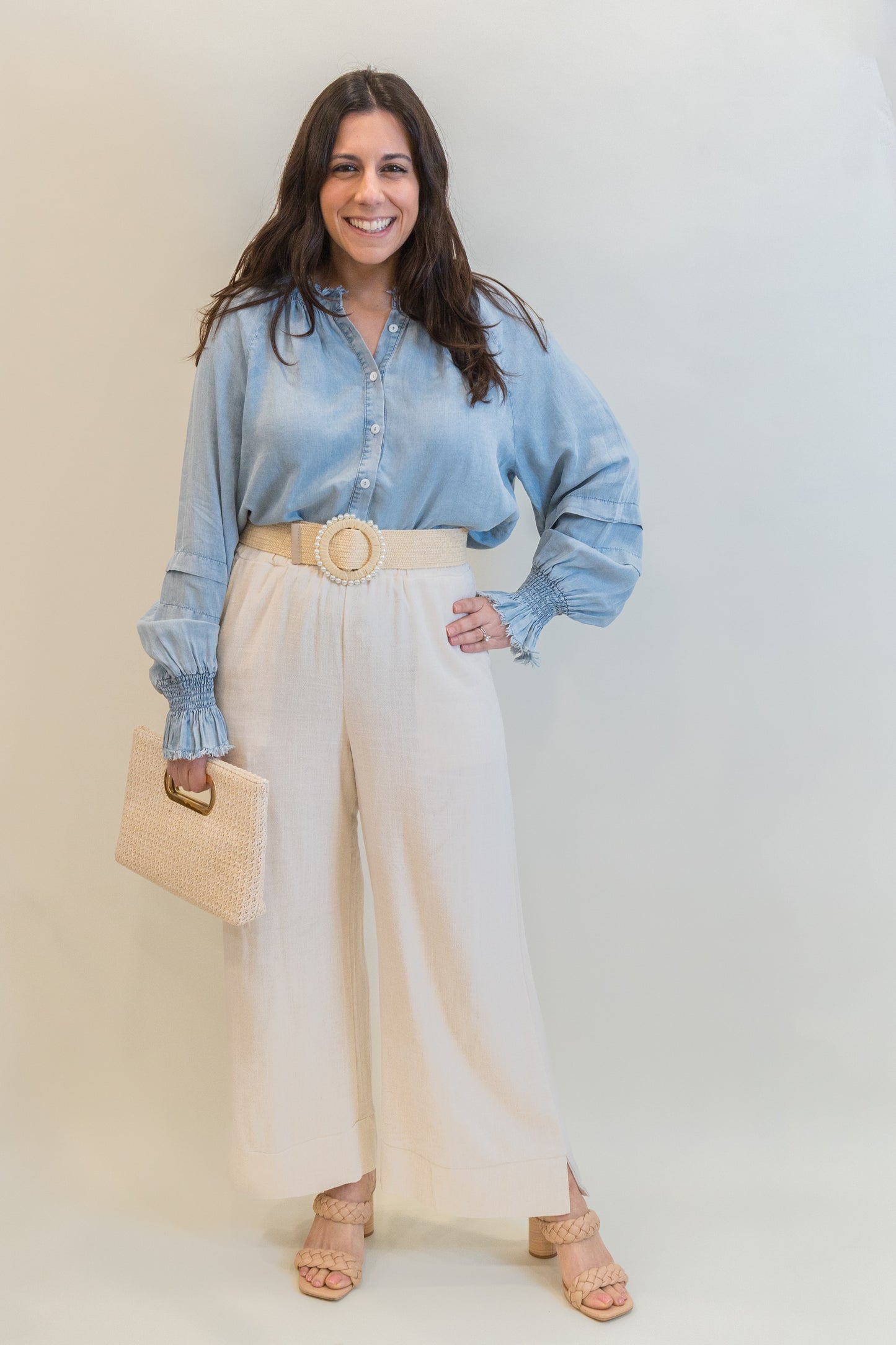 Audrey Chambray Long Sleeve Top