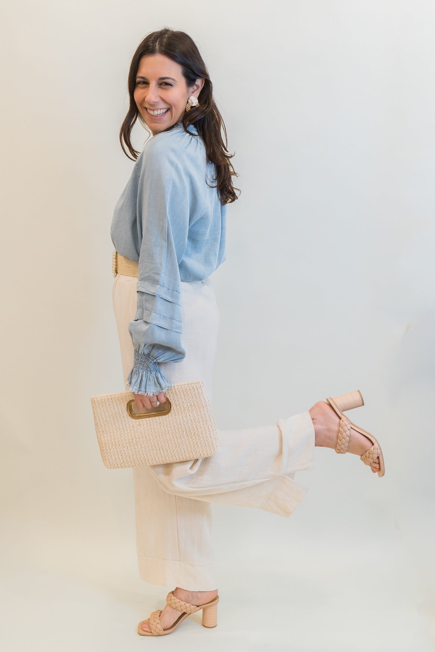 Audrey Chambray Long Sleeve Top