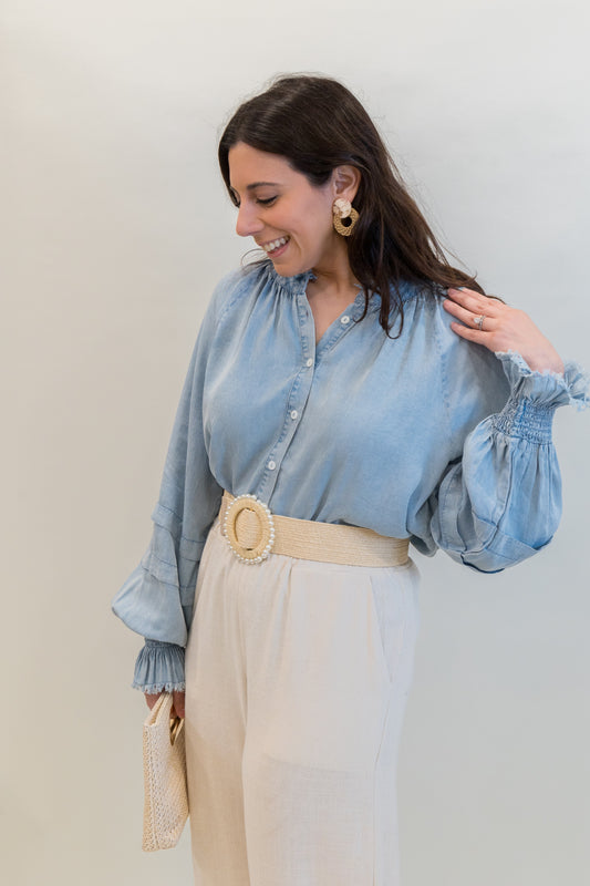 Chambray Long Sleeve Top