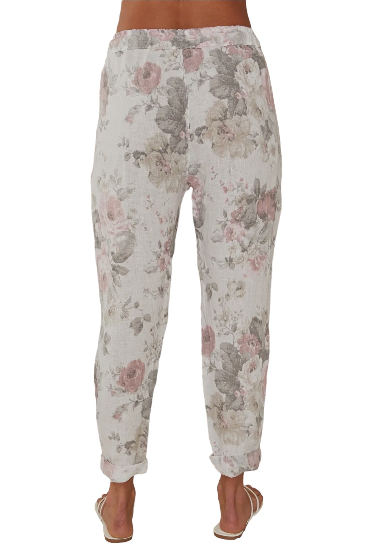 Italian Linen Floral Print Pants