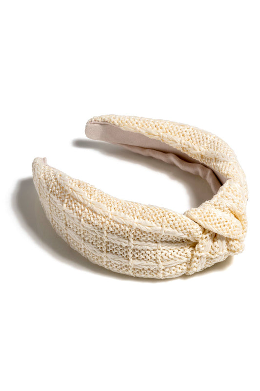Woven knotted headband, natural